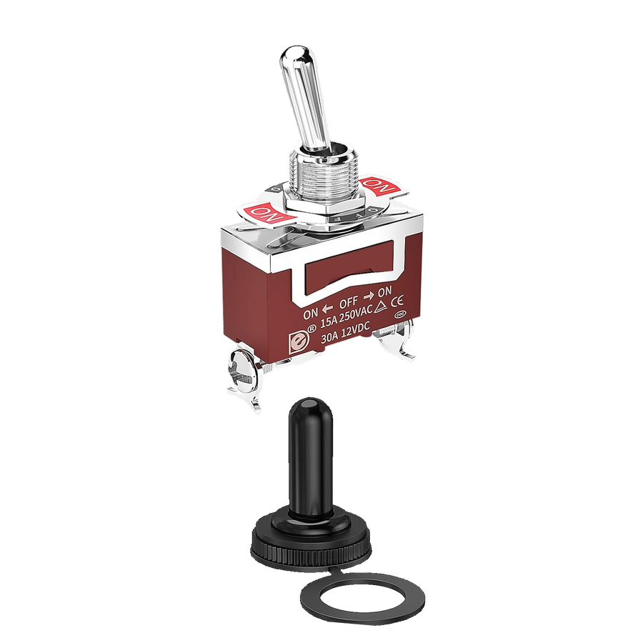 Power Selector Switch – Maintained ON-OFF-ON, Waterproof DPDT 12V