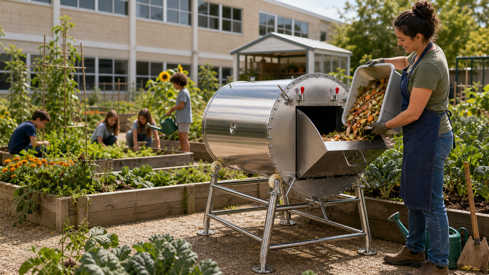 Durvela stainless steel composter for schools and student sustainability programs