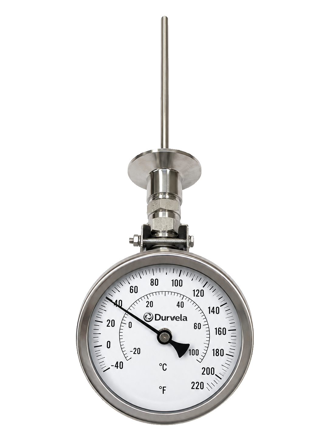 Adjustable 1.5" Tri-Clamp Stainless Steel Compost & Process Thermometer